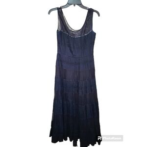 Free People size 4 black long maxi layered tier dress sleeveless lined